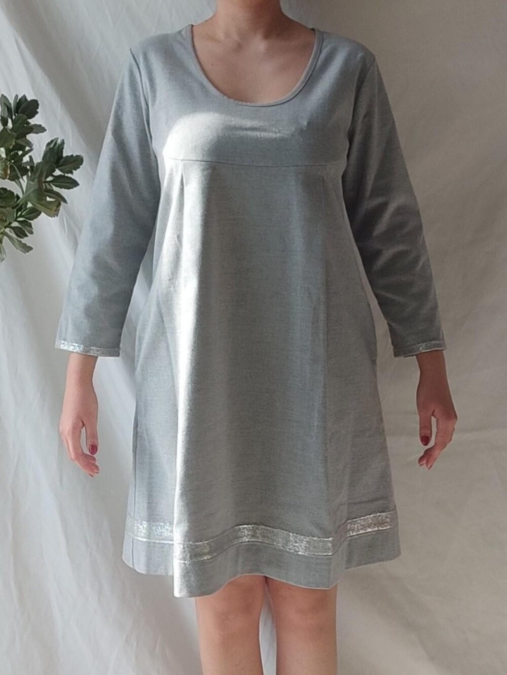 NWT LFDL Made In Italy Grey Long Sleeved Mini Dress